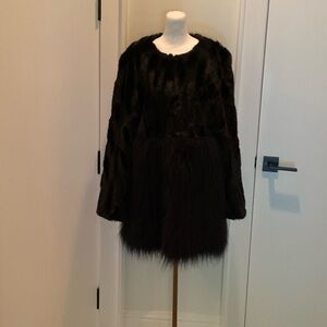 Elegant Black Faux Fur Coat